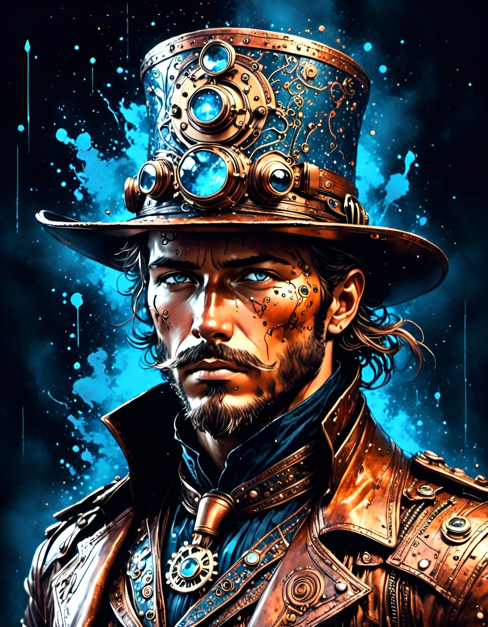 Steampunk Cowboy with Copper Armor and Ornament