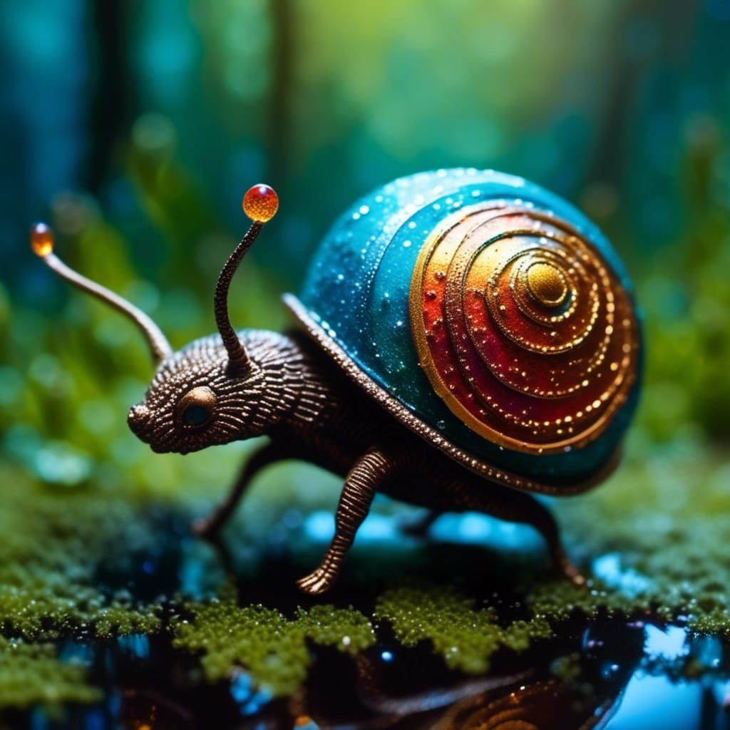 Enchanted Forest Inside Snail Shell Double Exposure