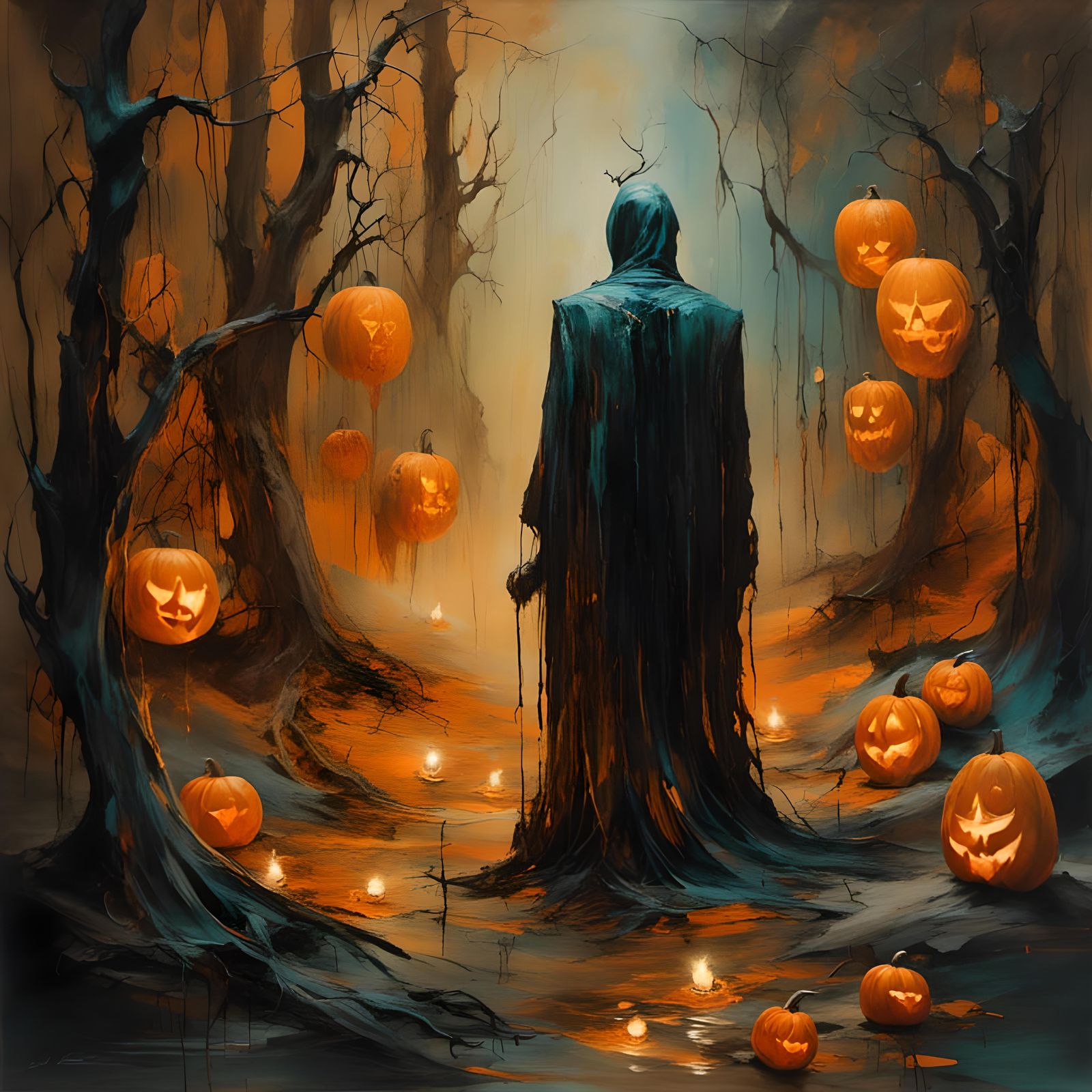 Terrifying Halloween Dreamscape in Surreal Style