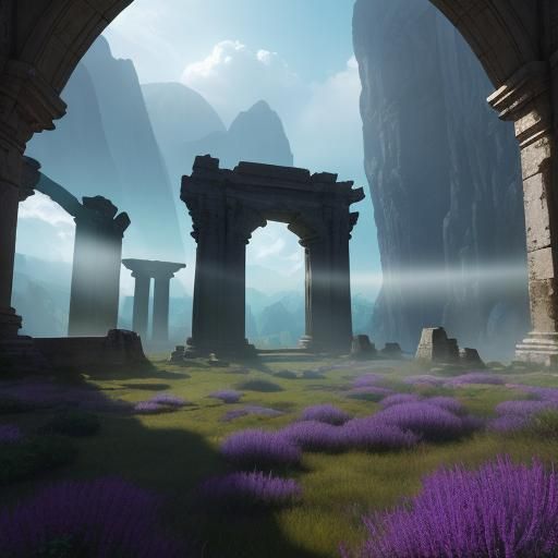 Mystical Portal Beckons Adventurer in Fantasy Landscape