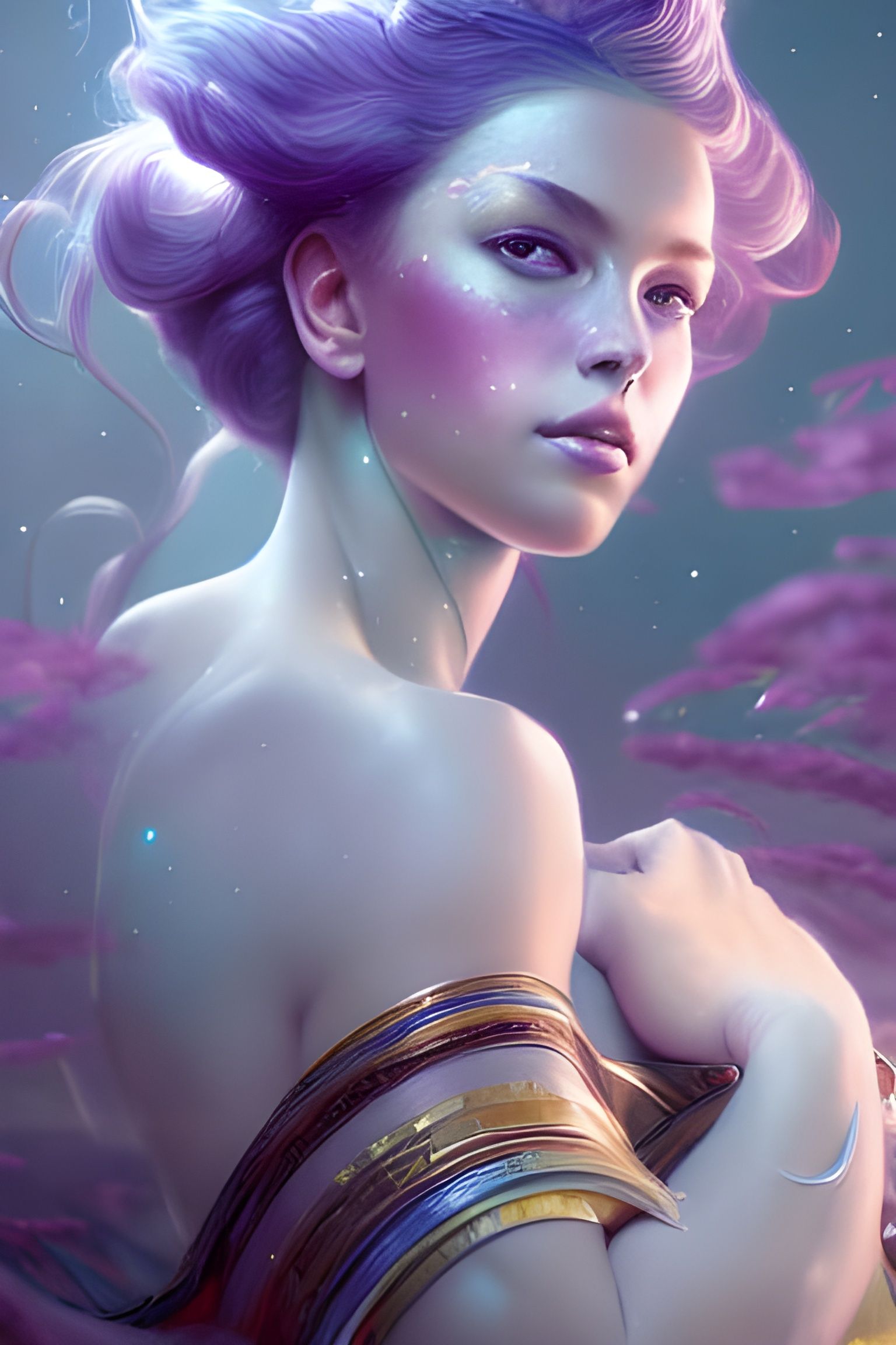 Galactic Princess Portrait in Art Nouveau Style