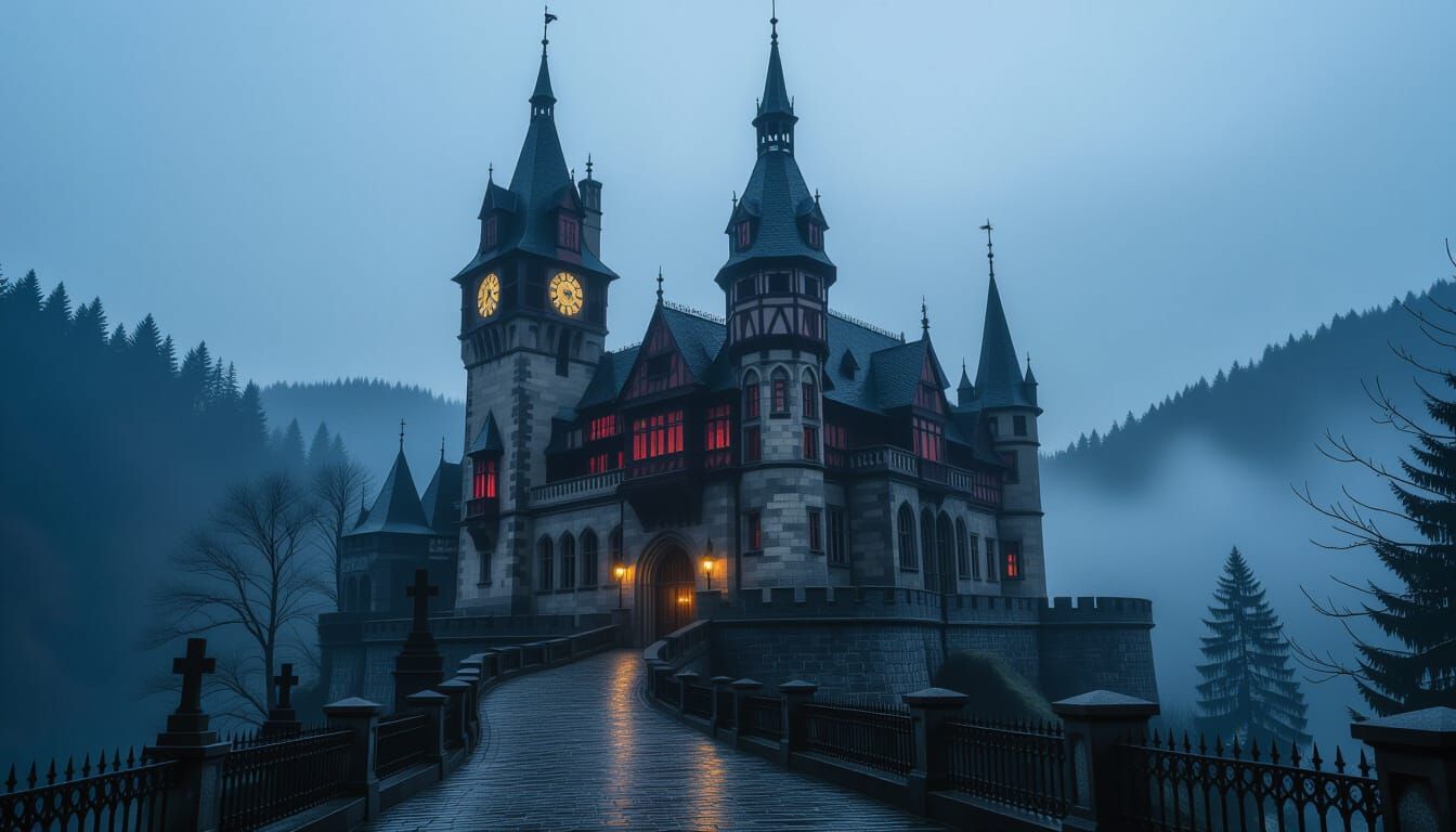 Gothic-Renaissance Castle in Carpathian Mountains
