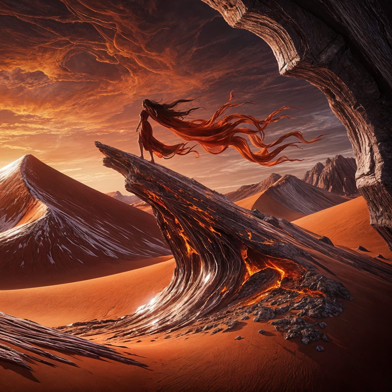 Molten Glass Desert in Fire Red, Digital Art