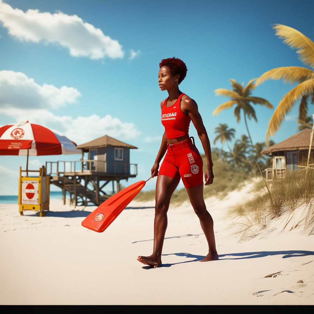 Lifeguard on Beach: Detailed Matte Painting