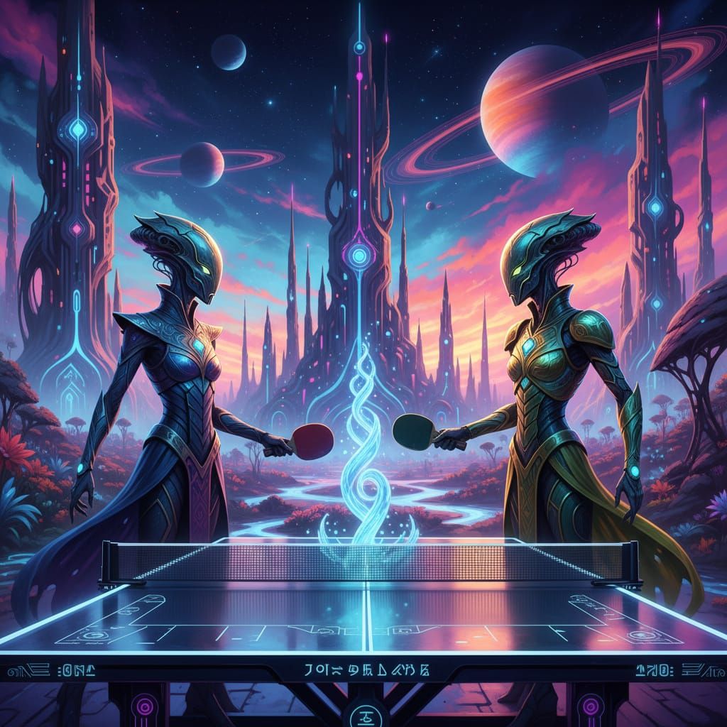 Alien Table Tennis Showdown on Neon Planet