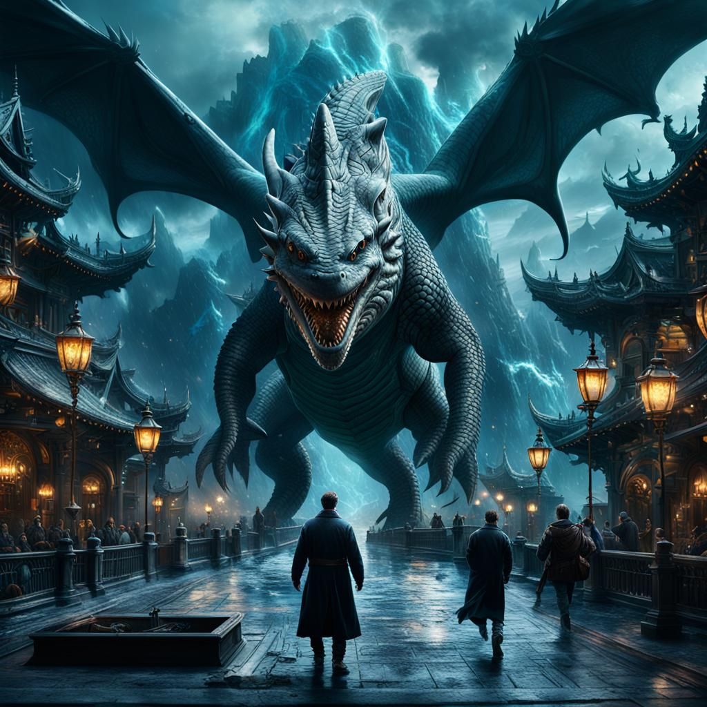 Epic Shark Dragon Digital Matte Painting