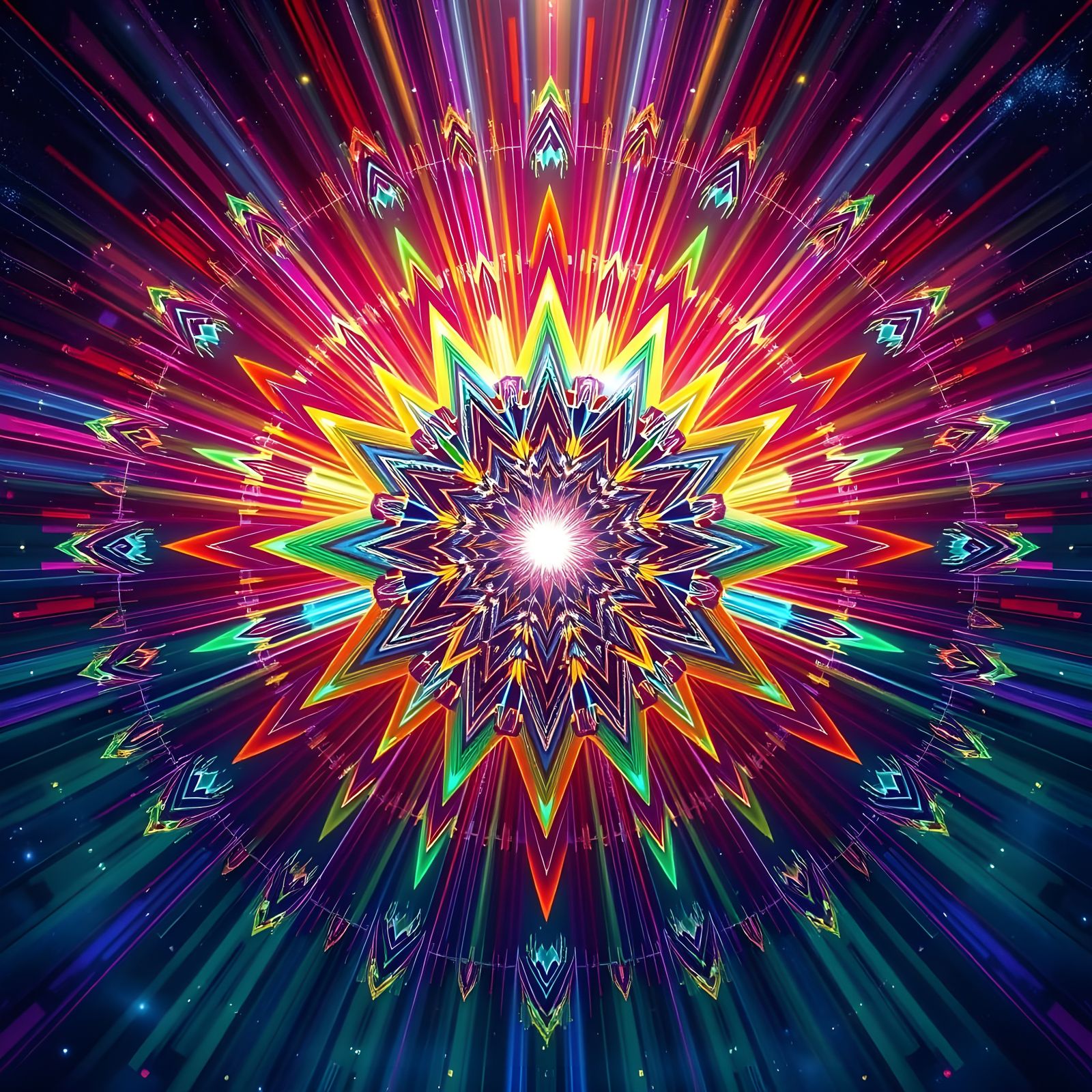 Cosmic Awakening in Vibrant Sacred Geometry