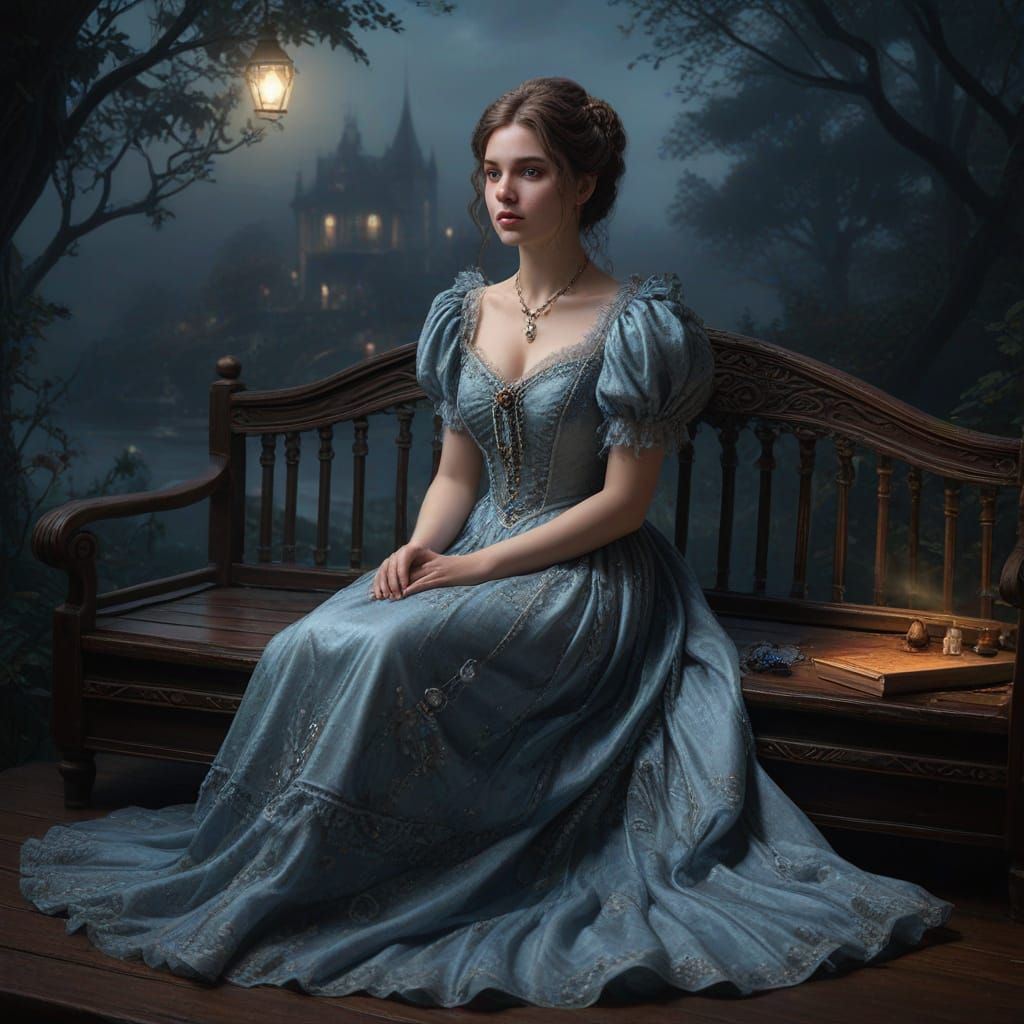 Victorian Fantasy Woman in Ethereal Matte Painting