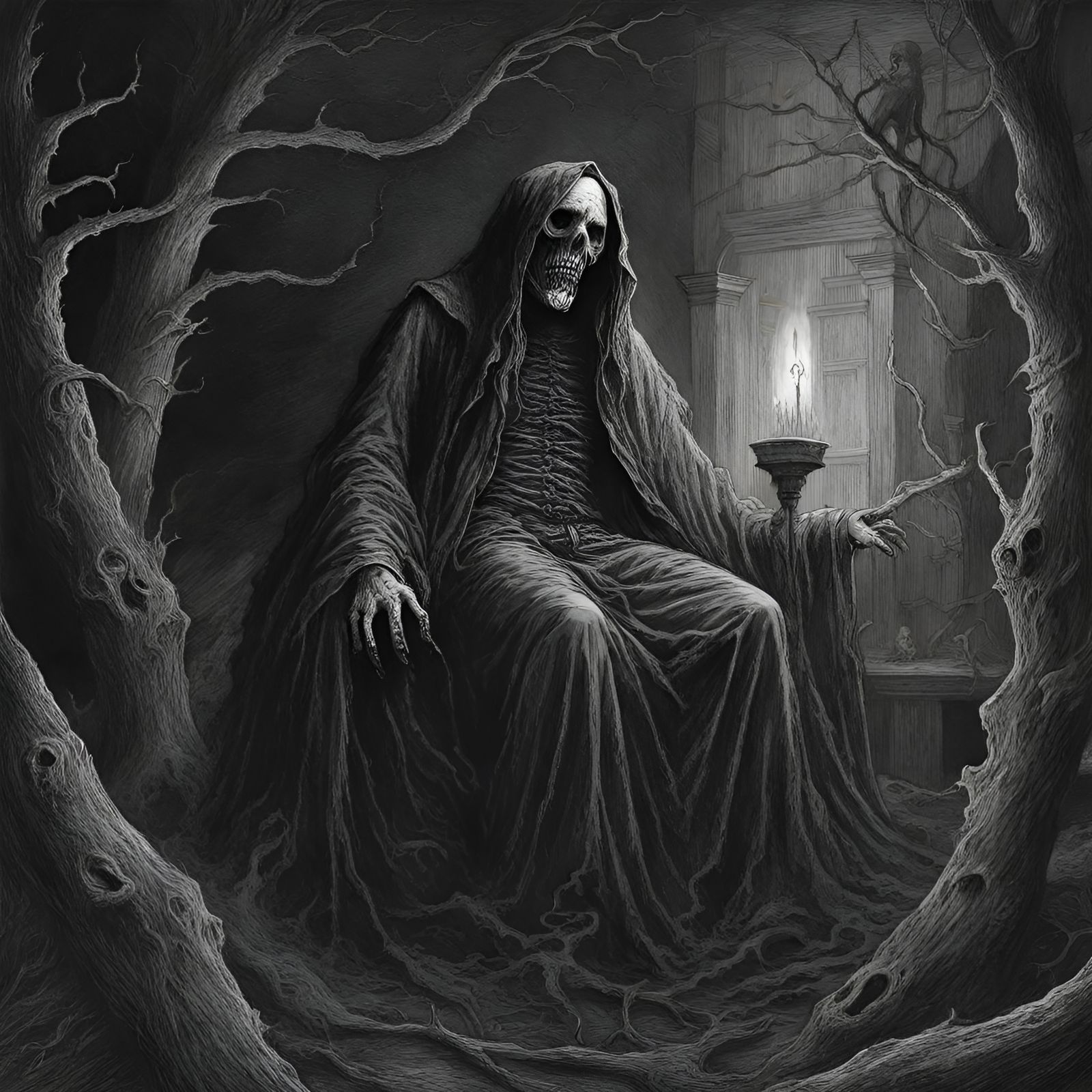 Nightmarish Vision of Death in Eerie Comic Style