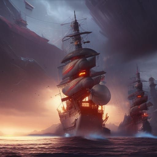 Detailed Painting of HMS Dreadnought Battleship