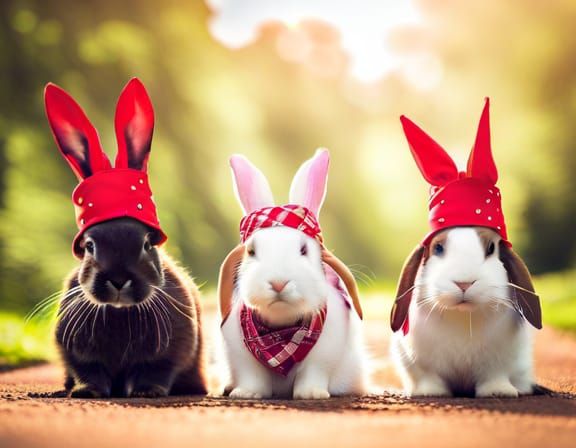 Rabbits Wear Bandanas