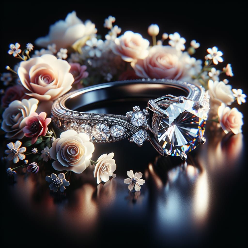 Sparkling Diamond Ring in Watercolor Art