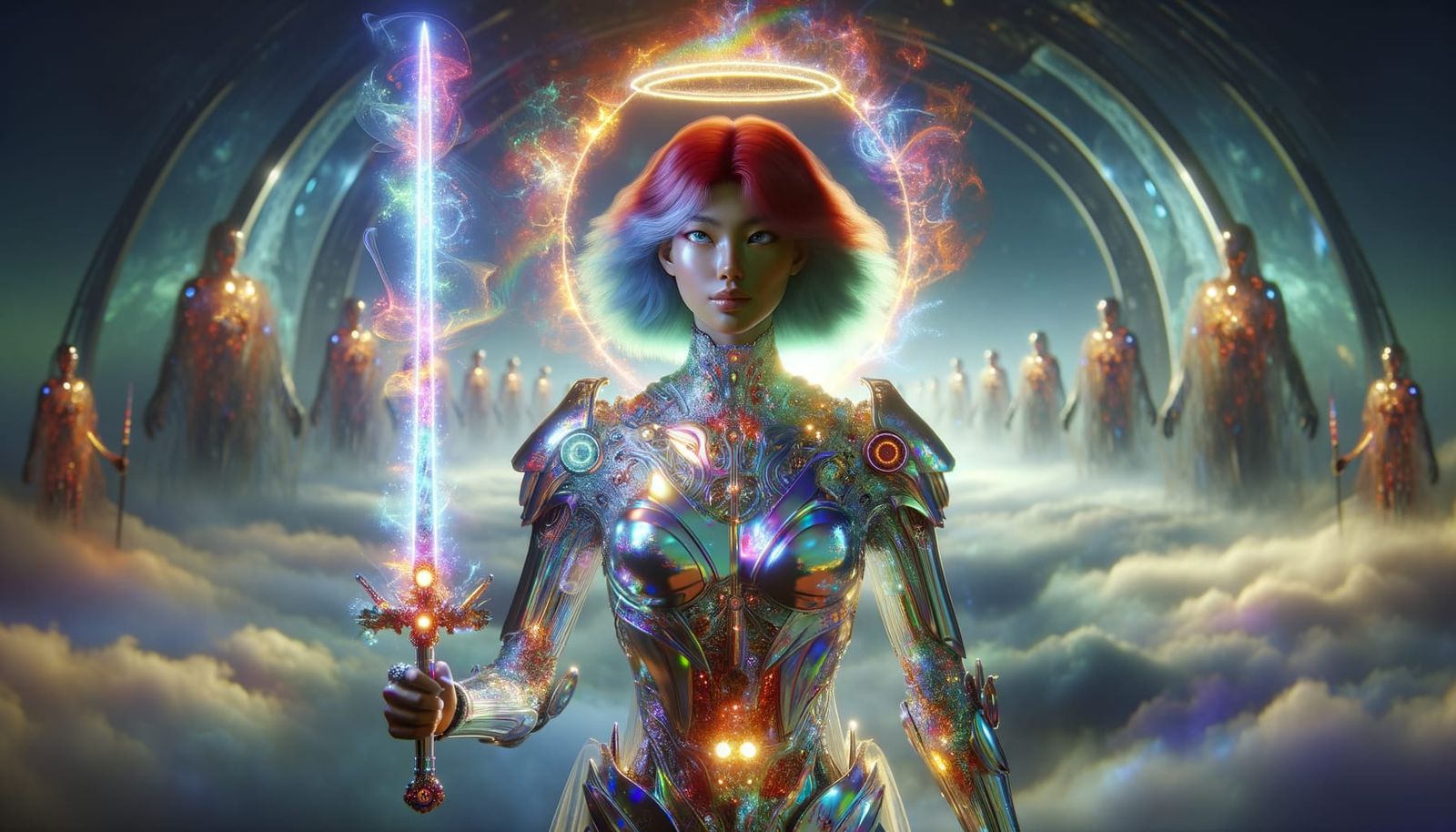 Angel Warrior in Futuristic Armor