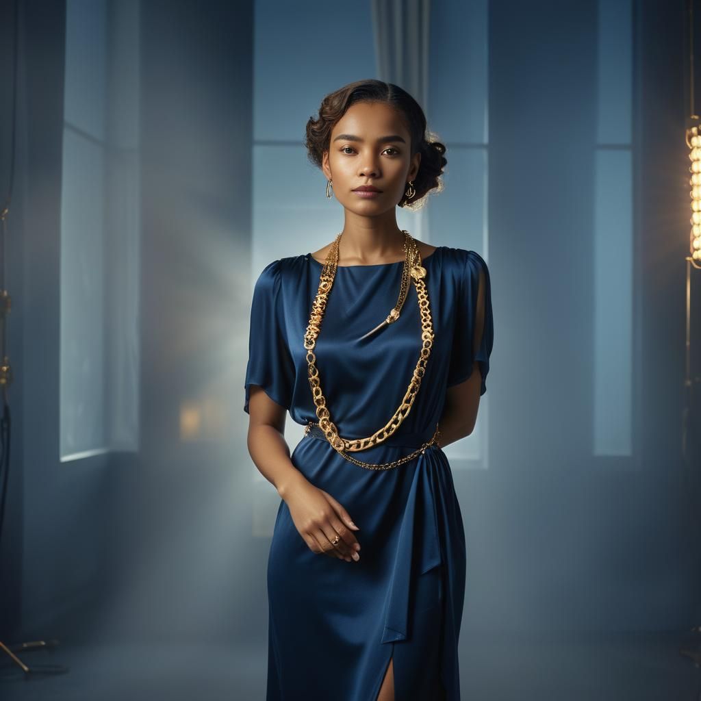 High-Fashion Portrait of Woman in Photo Studio