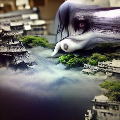 Ethereal Onryo Apparition as Matte Painting