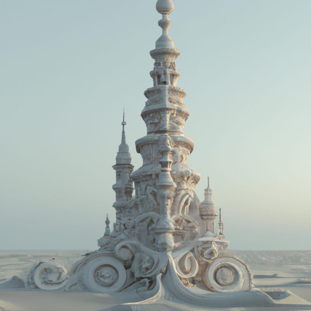 Rococo Marble Tower on Sculpted Sand