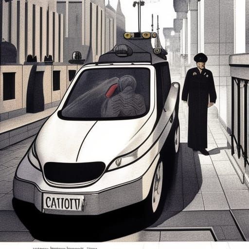 Surreal Futuristic Ambulance in Anime Watercolor Style