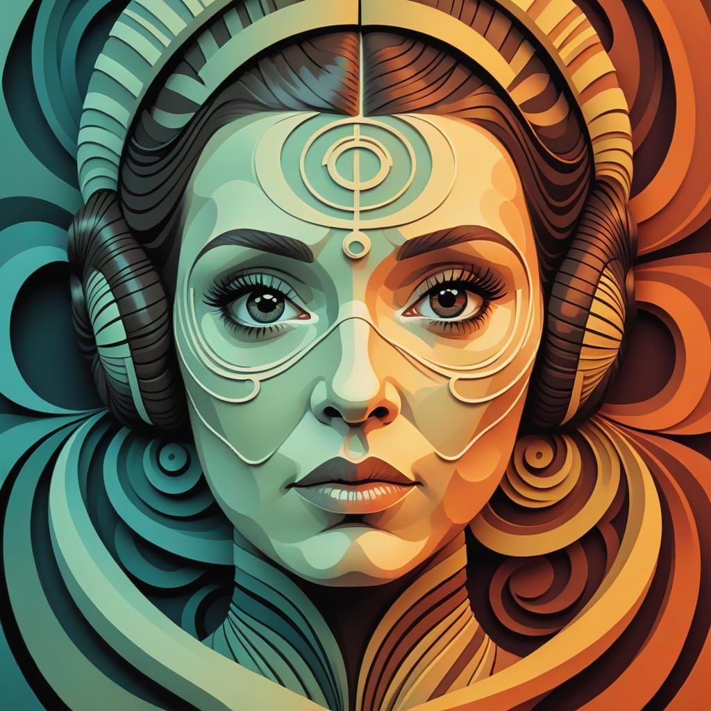 Princess Leia Abstract Vector Fractal Gouache Painting