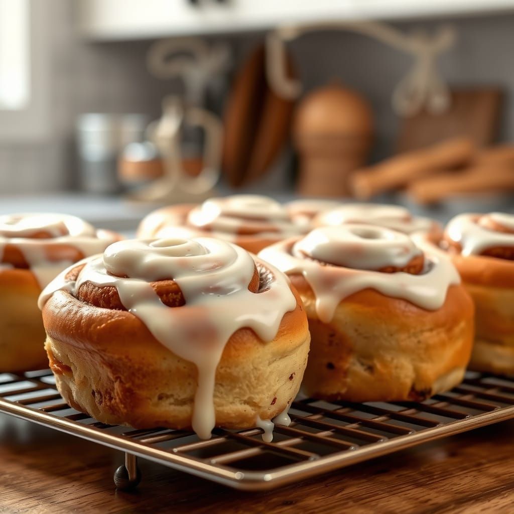 Warmly Lit Golden Cinnamon Buns