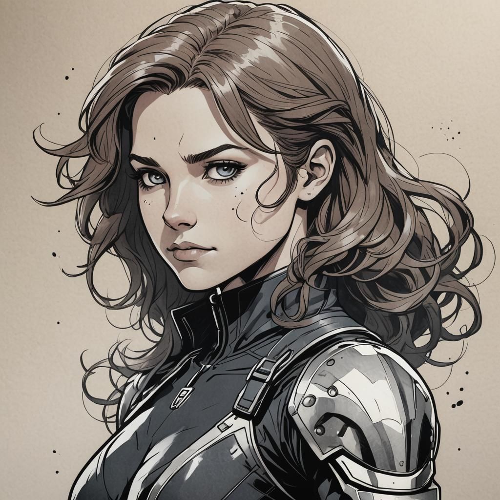 Kitty Pryde Illustration in Cel-Shading Inkpunk Style