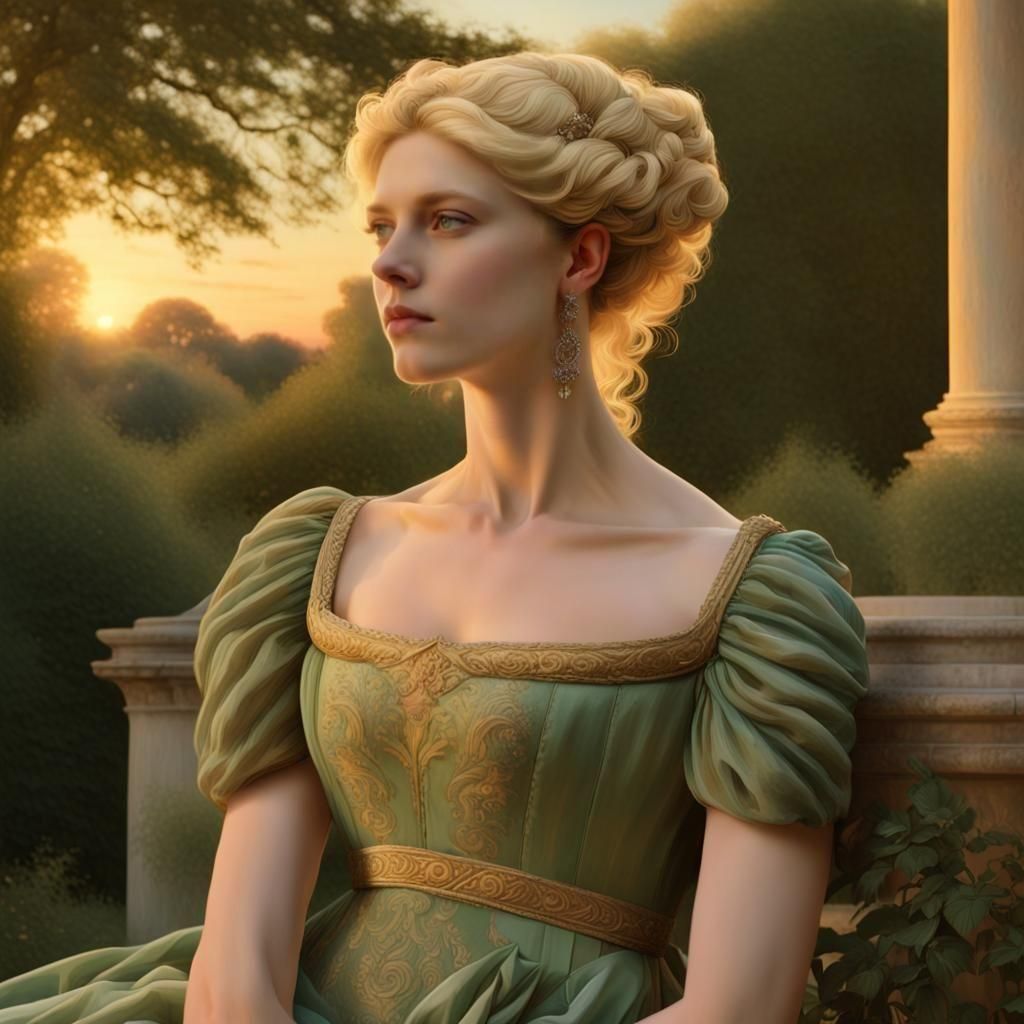 Emma Woodhouse in Neoclassical Romantic Garden Painting