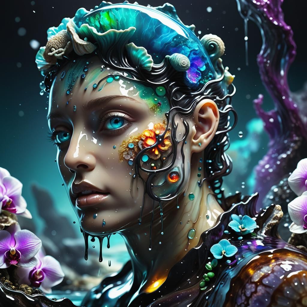 Water Elemental in Liquid World: Dark Fantasy Art