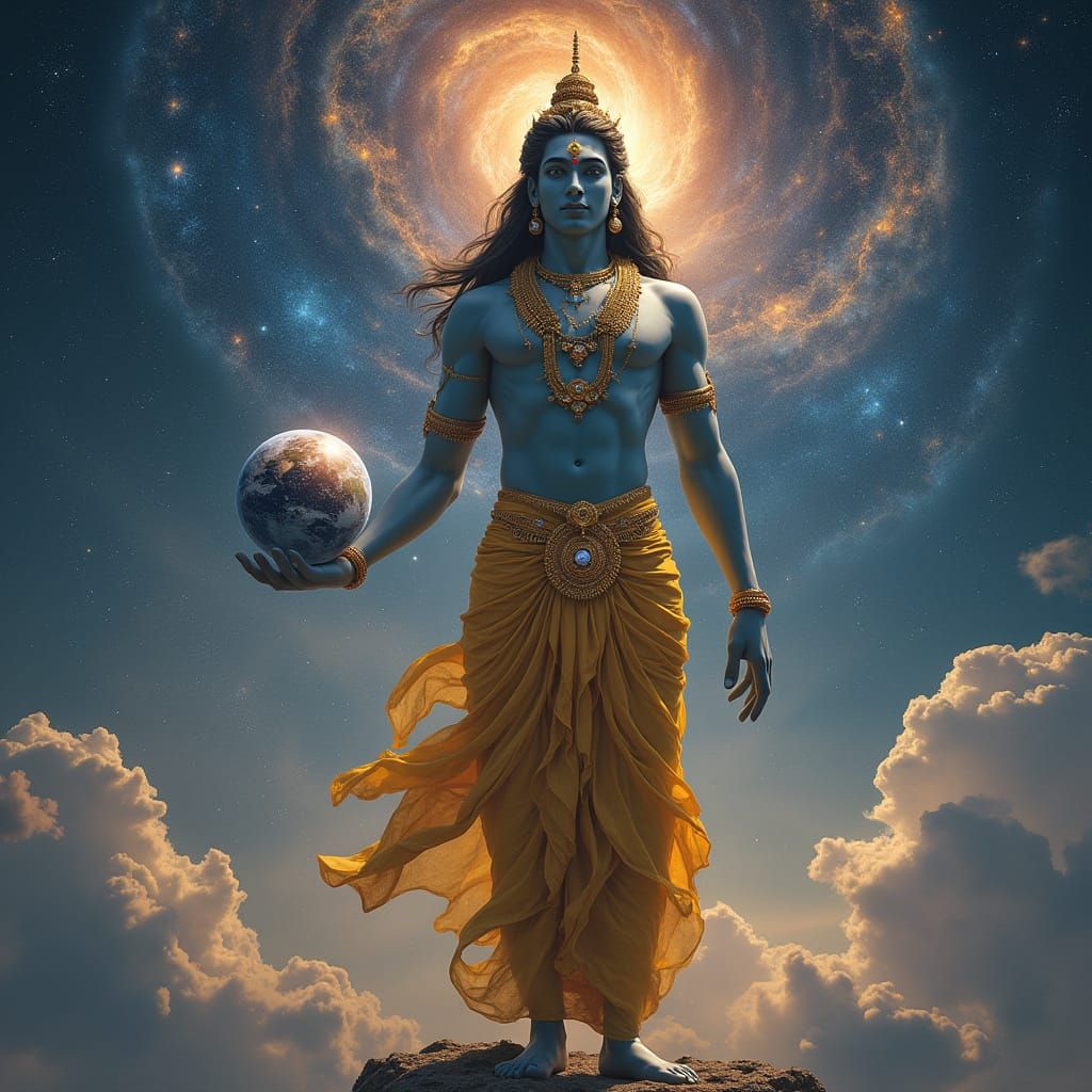 Divine Cosmic Form of Lord Vishnu Stretches Beyond Existence