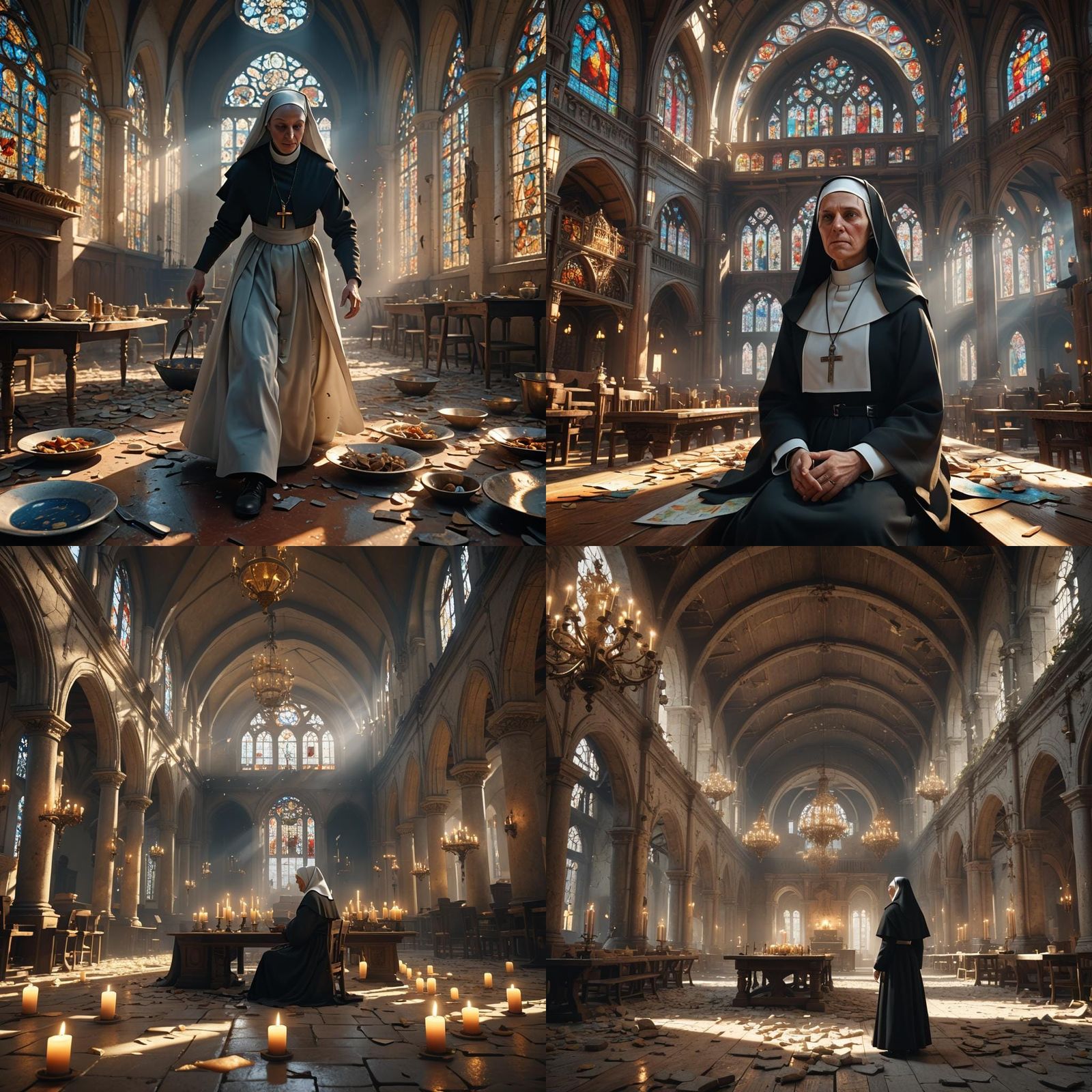 Diner at Convent During Earthquake in 3D Style