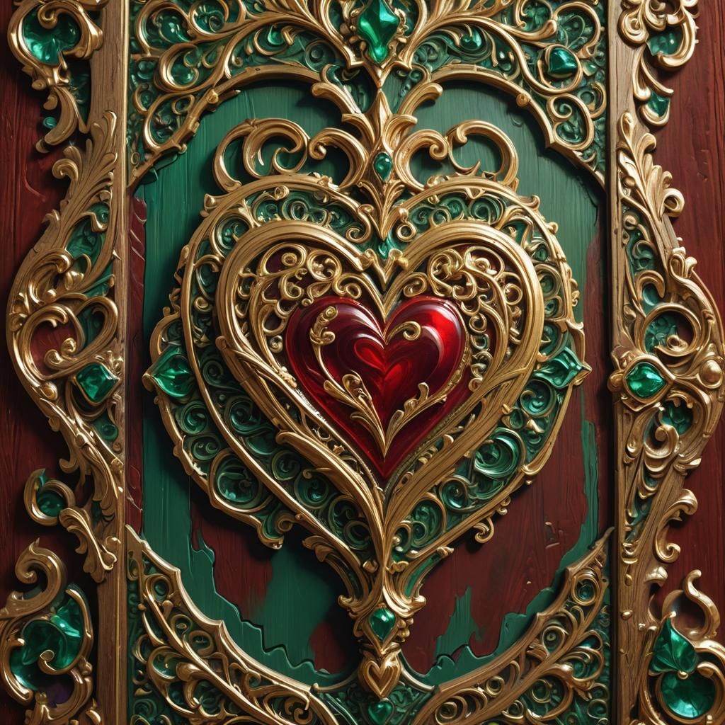 Ornate Ace of Hearts Card in High Fantasy Style