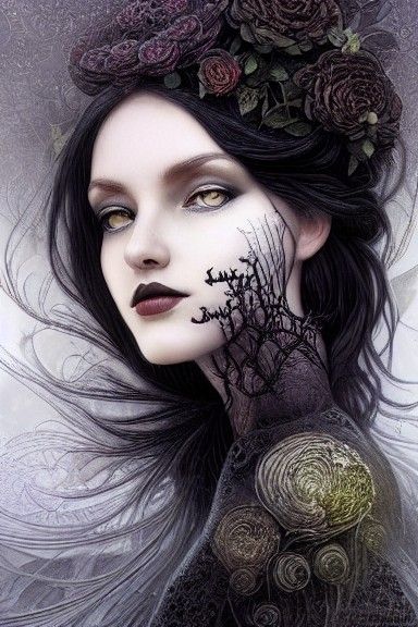 Witchy Woman Editorial Portrait in Fractal Art Style