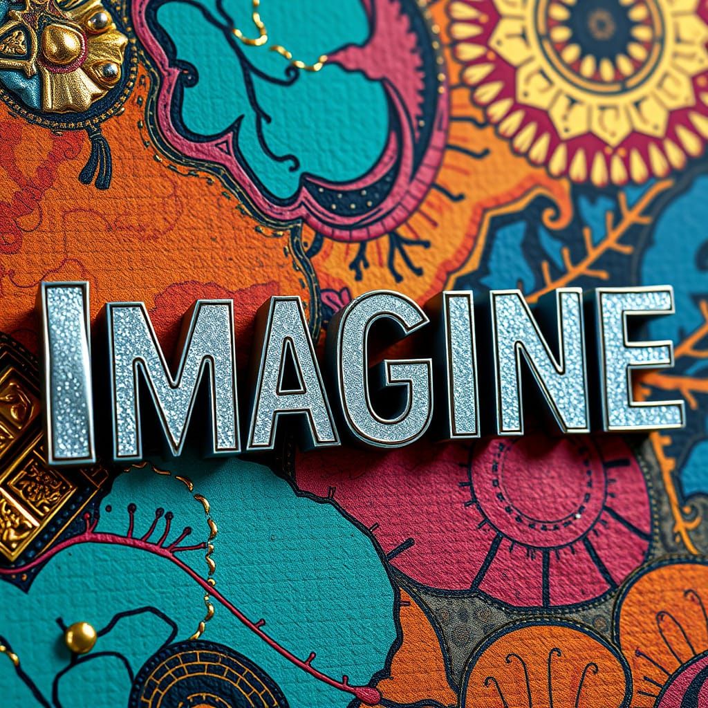 3D Metallic Paper Letters Spelling Imagine