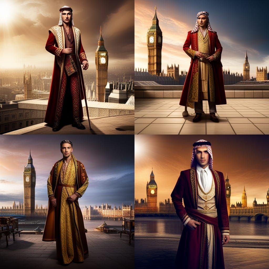 Arabian Prince Portrait with Big Ben: Matte Painting