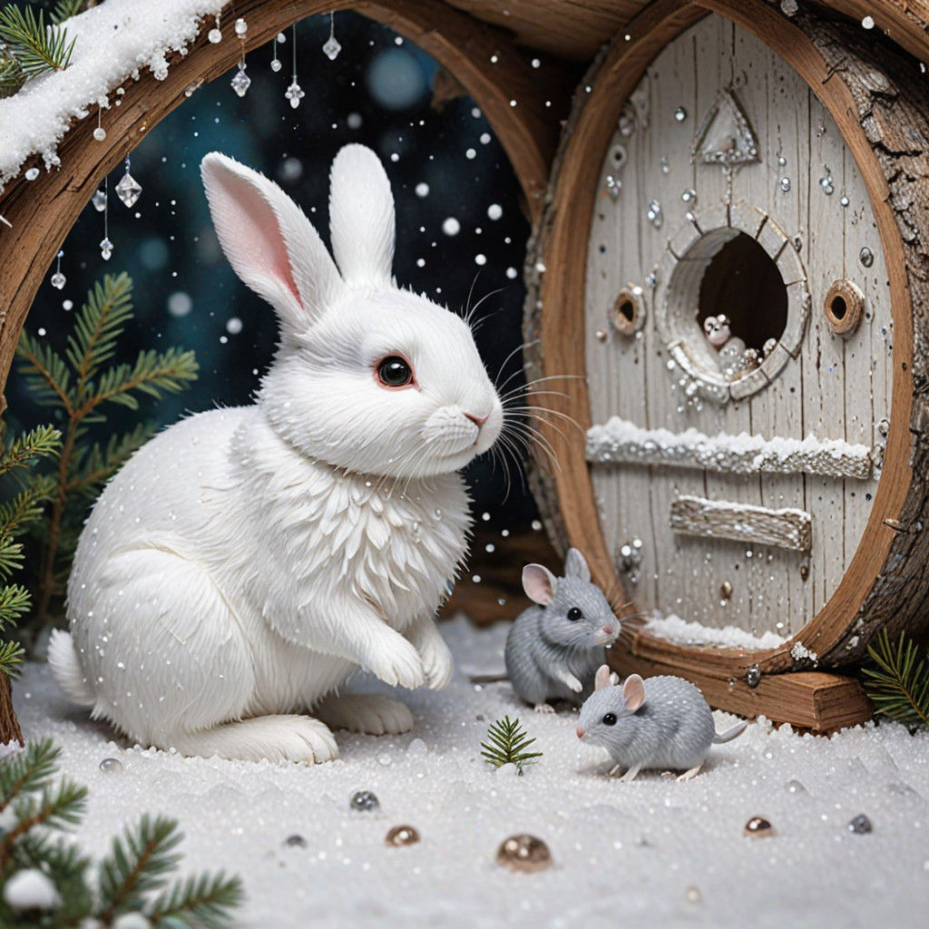 Magical Winter Wonderland with Sparkling Snowflakes in Story...