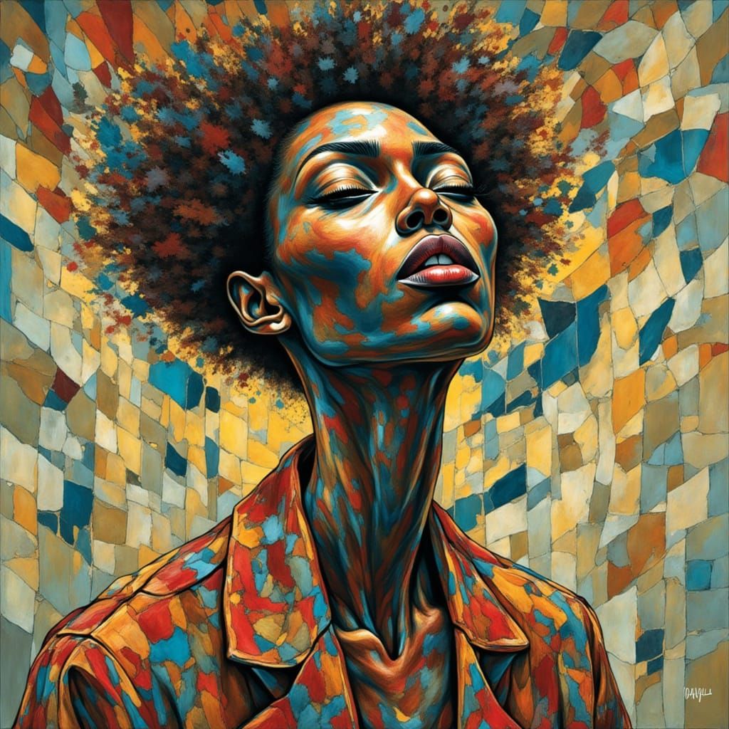 Abstract Portrait of Black Woman with Elongated Neck