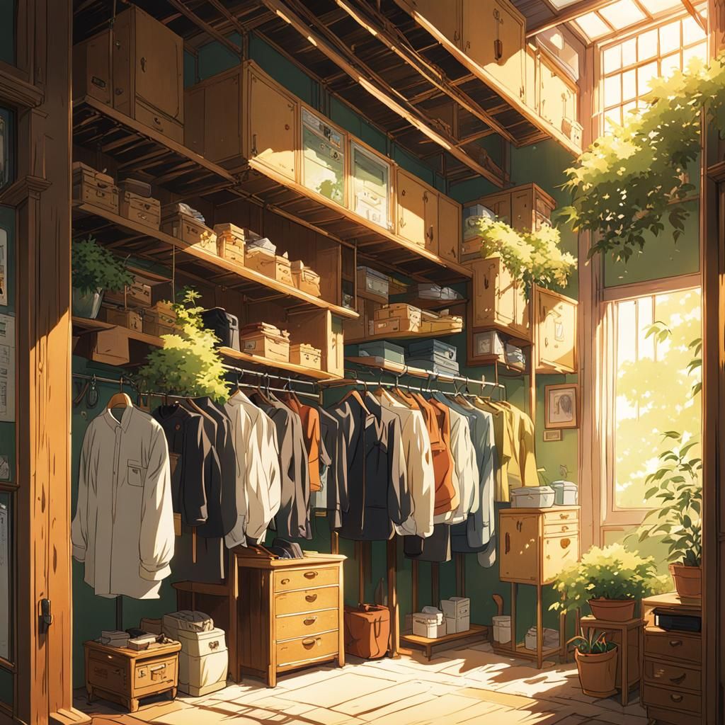 Studio Ghibli Dressing Room in Anime Style