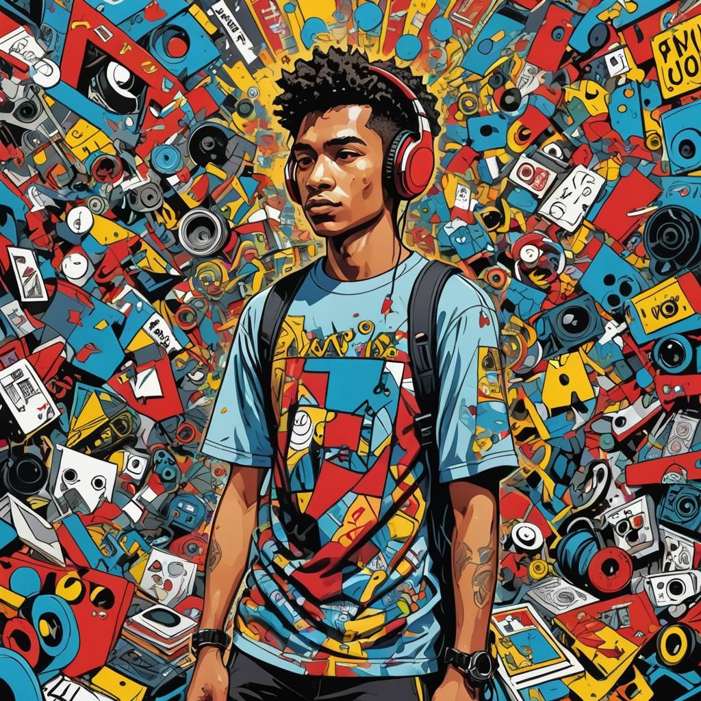 Pop Art Portrait in a Chaotic Collage