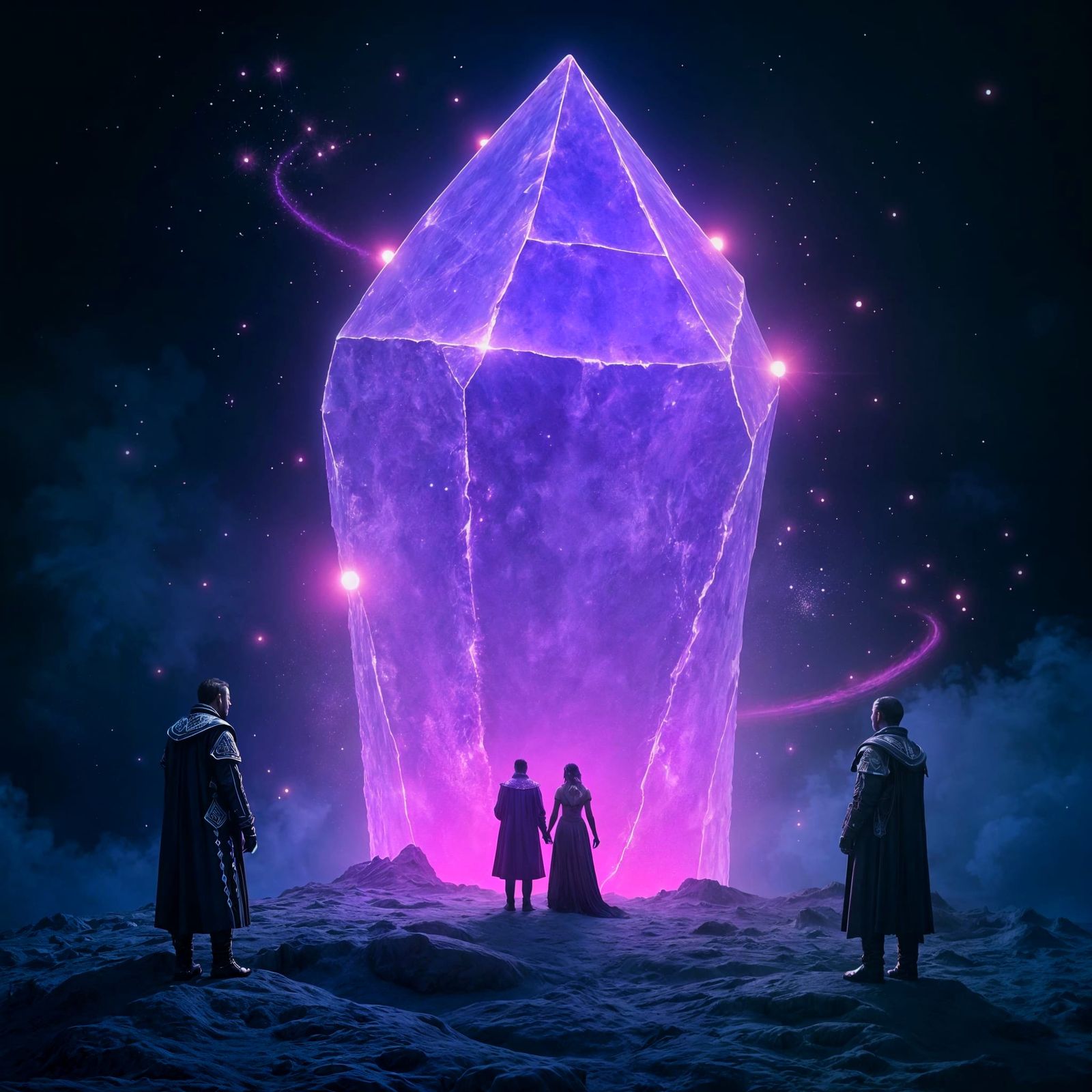 Majestic Purple Crystal Formation in Dark Fantasy Style