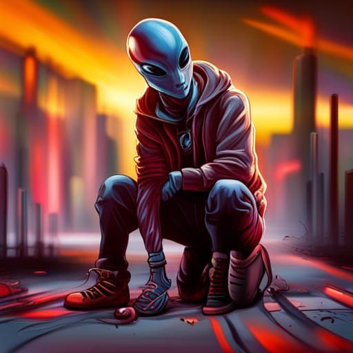 Cyberpunk Goth Alien in Hyperrealistic Style