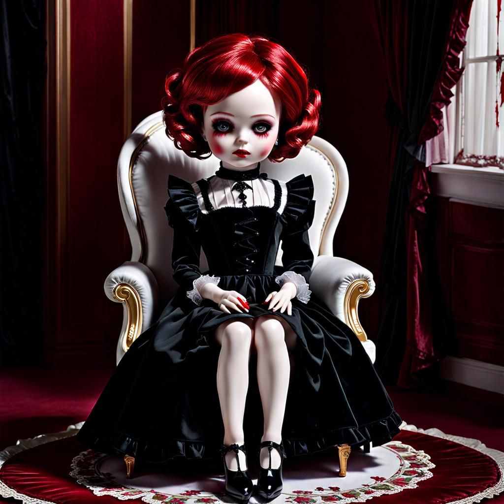 Sinister Porcelain Doll in Victorian Dollhouse