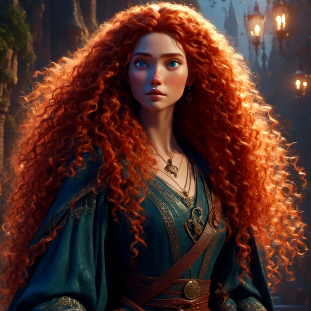 Merida in Scottish Gown, Pixar-Style 3D Portrait