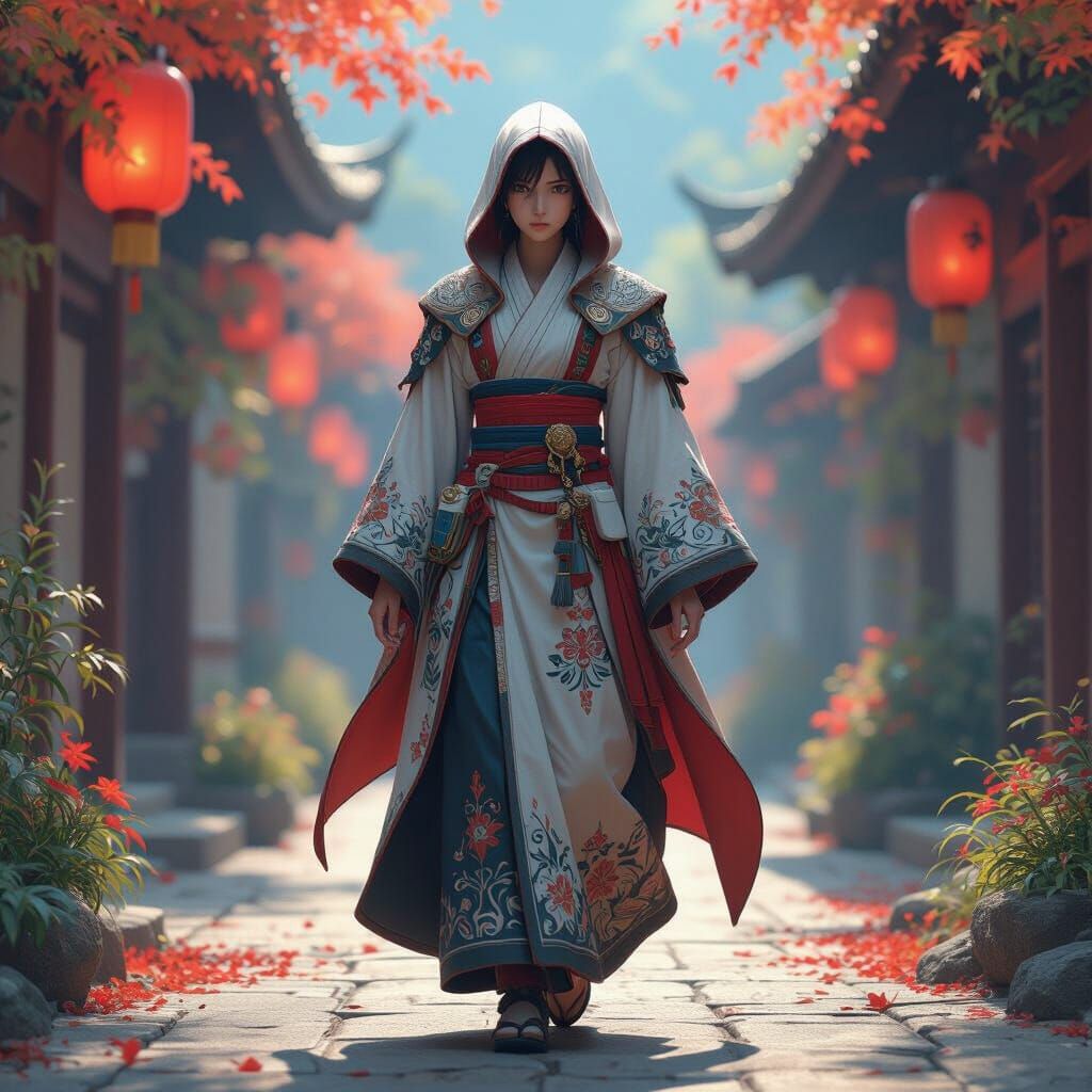 Anime-Inspired Figure in a Fantastical Landscape