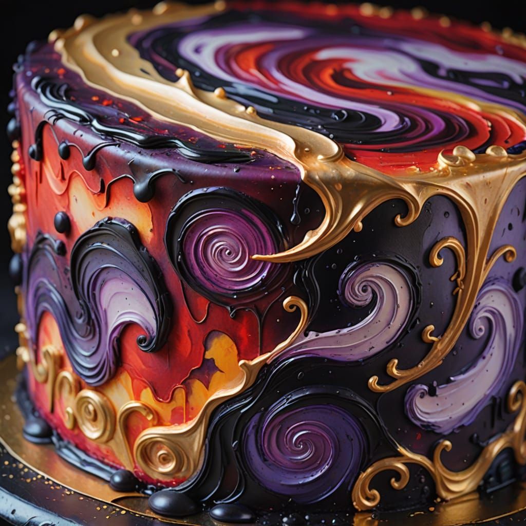 Impressionistic Surreal Cake with Misty Patterns