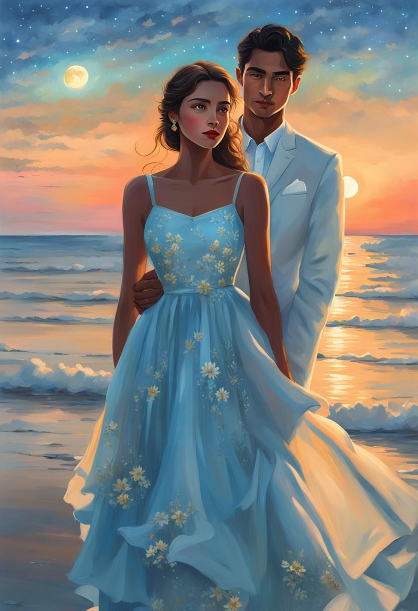 Elegant Children by the Sea at Twilight