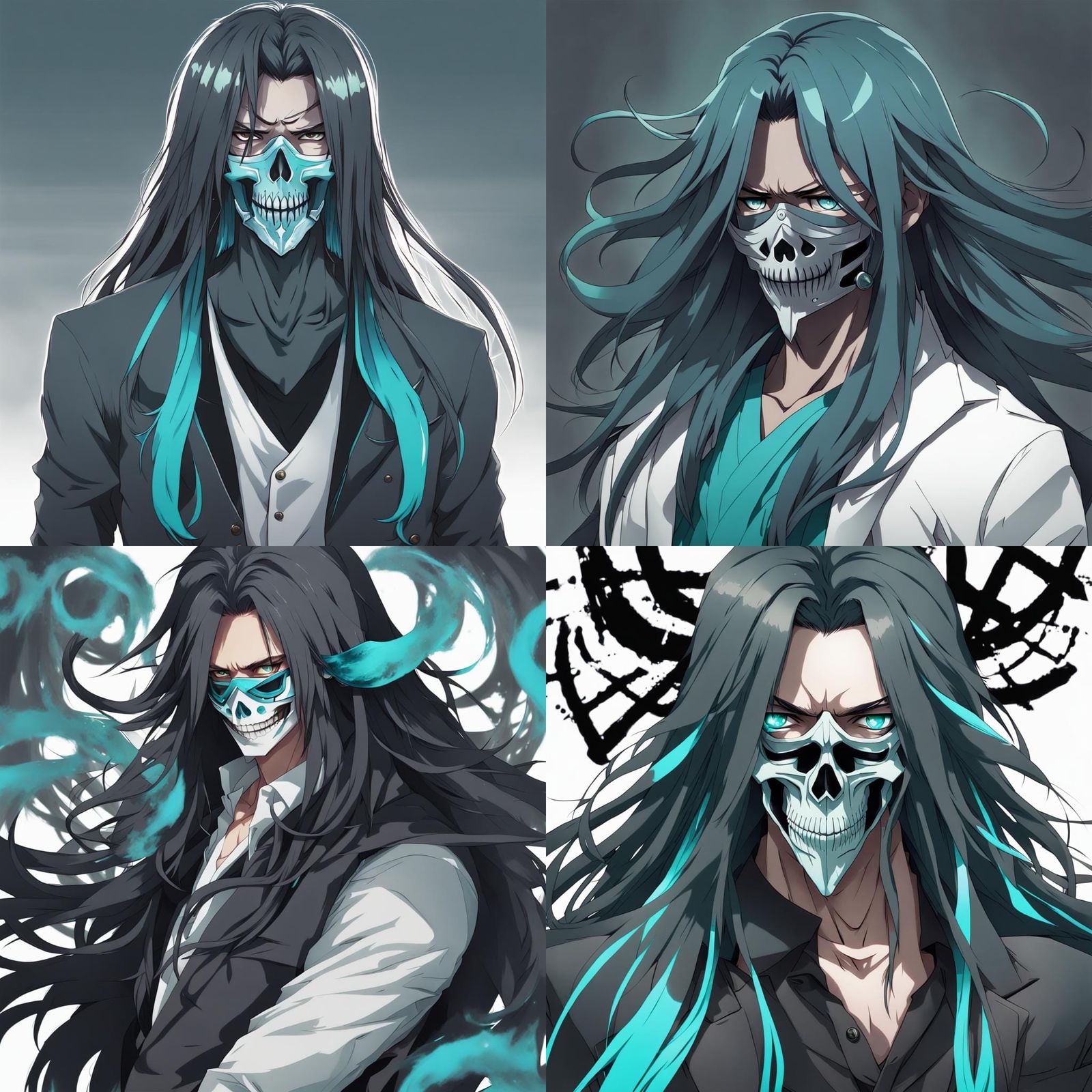 Anime Man with Skull Mask in Manga Style