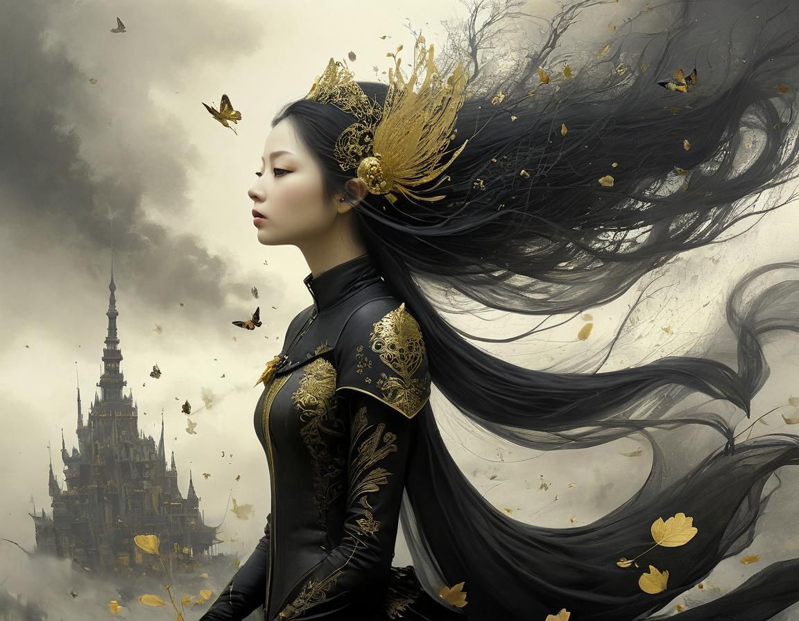 Detailed Landscape in Etching Style