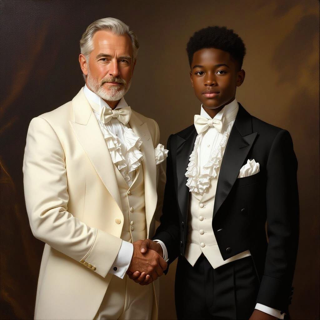 Elegant Portrait of Man and Boy in Formal Wear