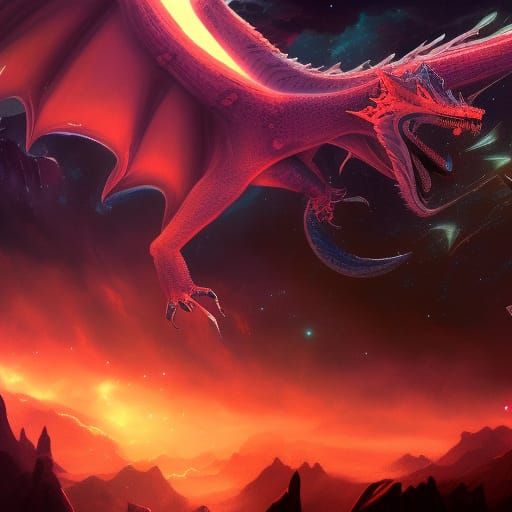 Epic Dragon Soaring Through Nebula Galaxy