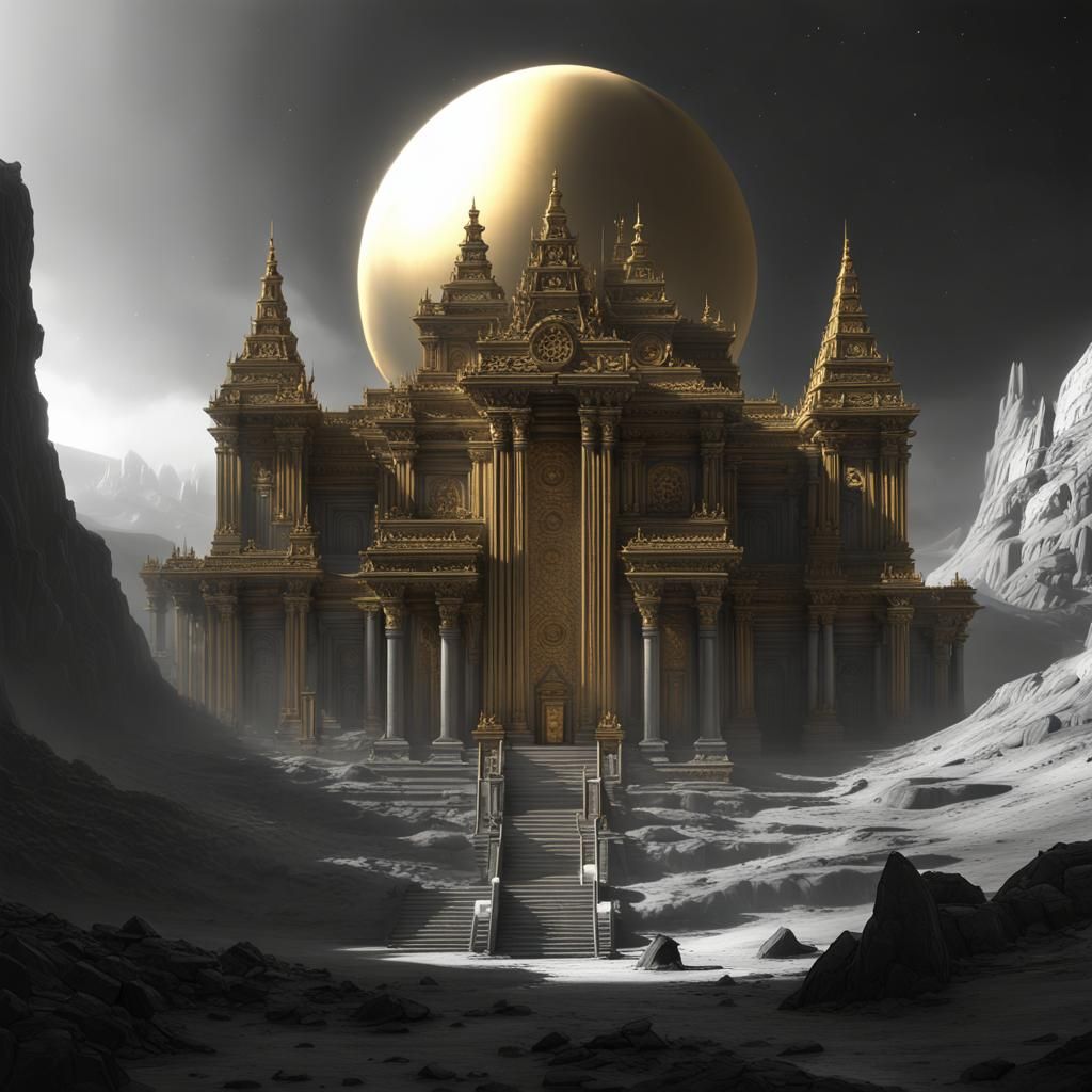 Gold Temples of Syrinx on Barren Planet