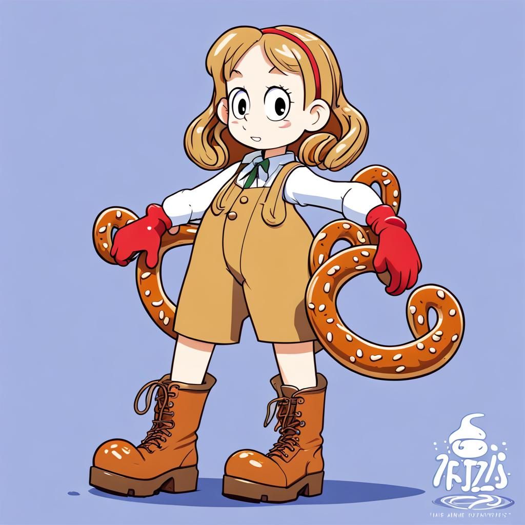 Ghibli Cartoon Character with Pretzels