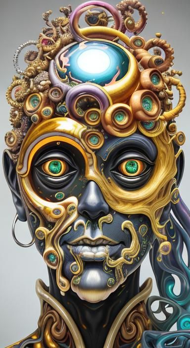 Vorticism Sculpture of Industrialists in Orichulum